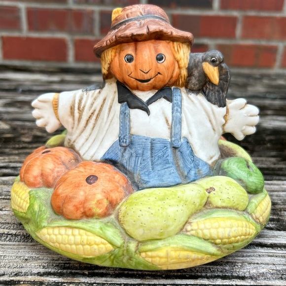 WNS 1988 Scarecrow Fall Harvest Cookie Jar Lid Only NOTE: Lid only for rare jar.